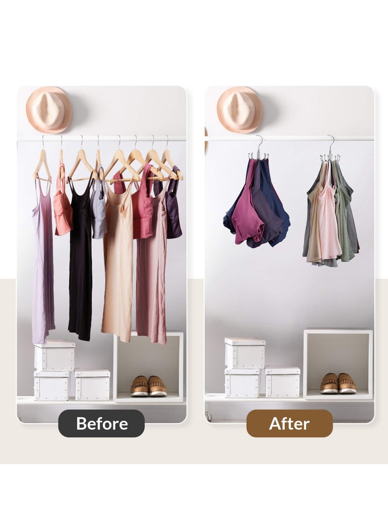 Cuken Tank Top Hanger, Rotatable Bra Organzier for Closet, Max 24 Storage Capacity Sport Bra Holder, Metal Space Saving Closet Organizers and Storage, Silver - Image 2