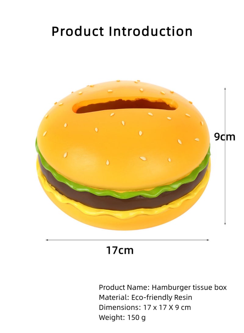 Resin Hamburger Tissue Box – Fun Desktop Napkin Holder for Home & Office 17 x 17 X 9 cm  - Image 2