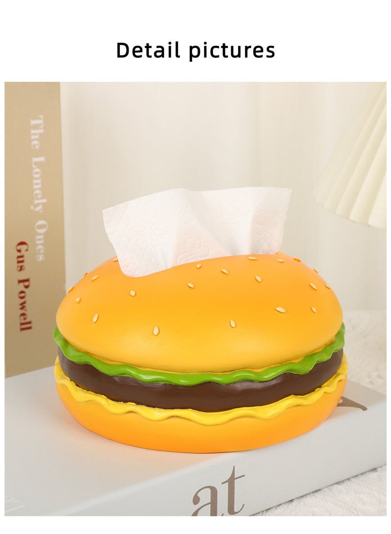 Resin Hamburger Tissue Box – Fun Desktop Napkin Holder for Home & Office 17 x 17 X 9 cm  - Image 4