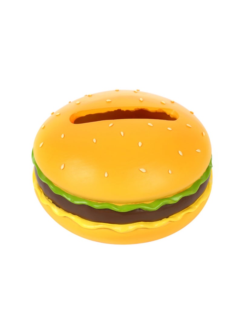 Resin Hamburger Tissue Box – Fun Desktop Napkin Holder for Home & Office 17 x 17 X 9 cm  - Image 1