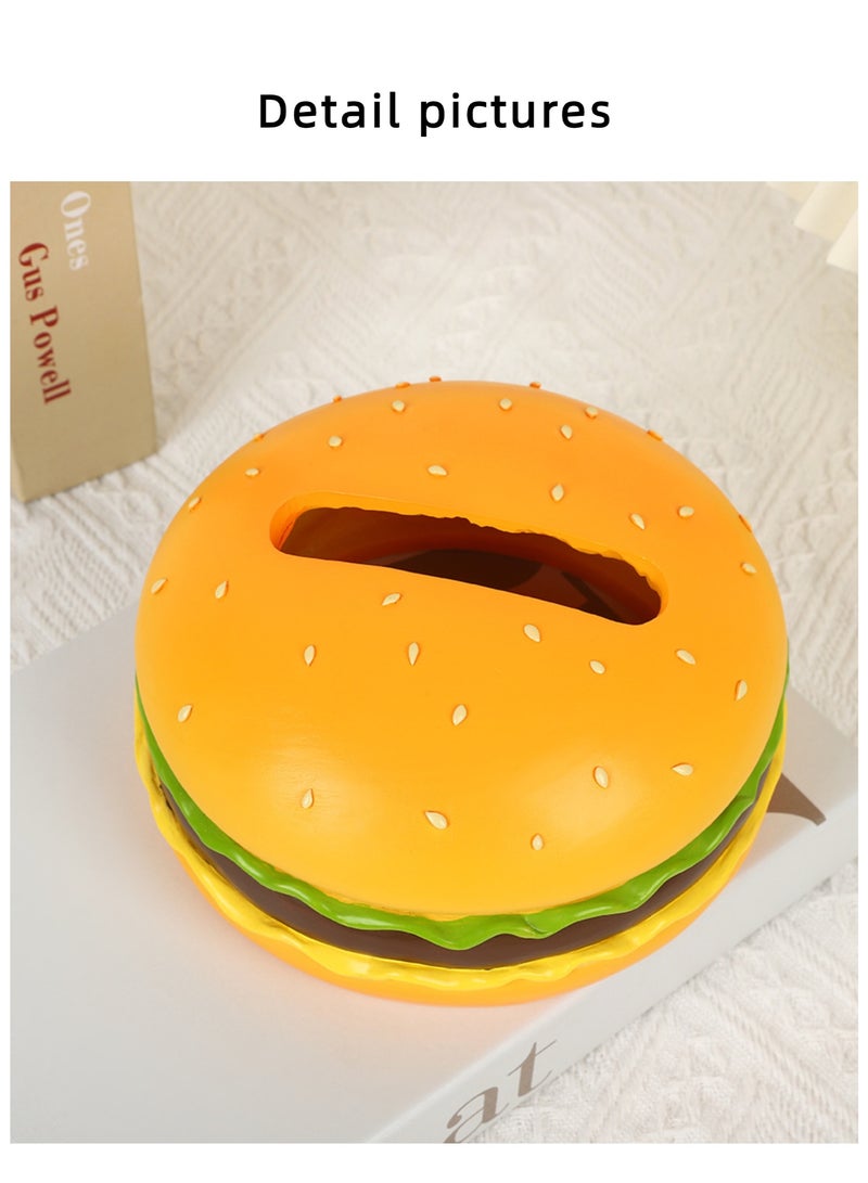 Resin Hamburger Tissue Box – Fun Desktop Napkin Holder for Home & Office 17 x 17 X 9 cm  - Image 5