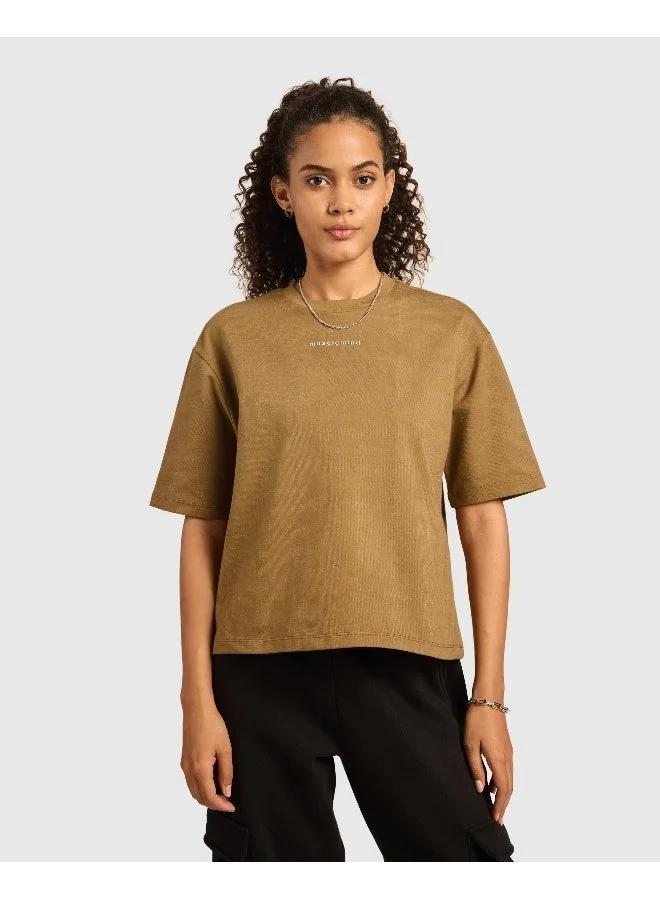 Musclemind Women's Oversized Drop Shoulder Printed Graphic T-Shirt