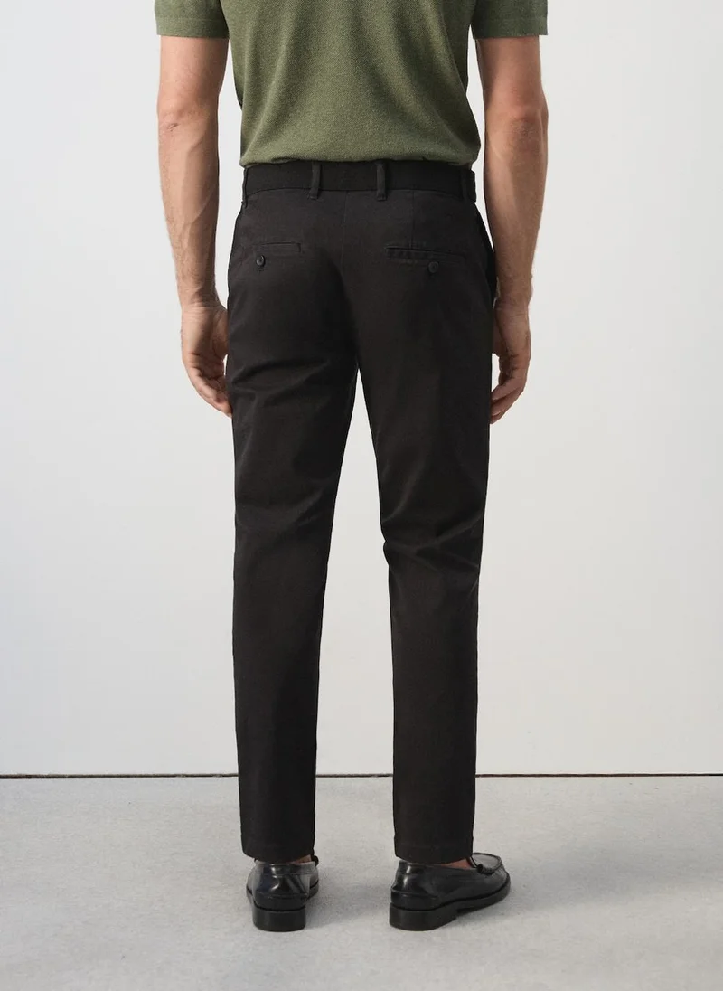 Mango Man Prato Cropped Tapered Chino Trousers