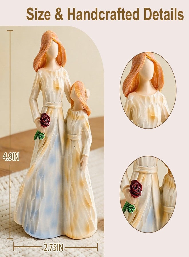 DearKeeps Mom Gifts from Daughter, Mother Daughter Figurine, Hand-Painted Resin Sculpture, Meaningful Birthday Mothers Day Valentines Day Gift, Home Decor Keepsake (Mother Daughter Rose Figurine) - Image 2