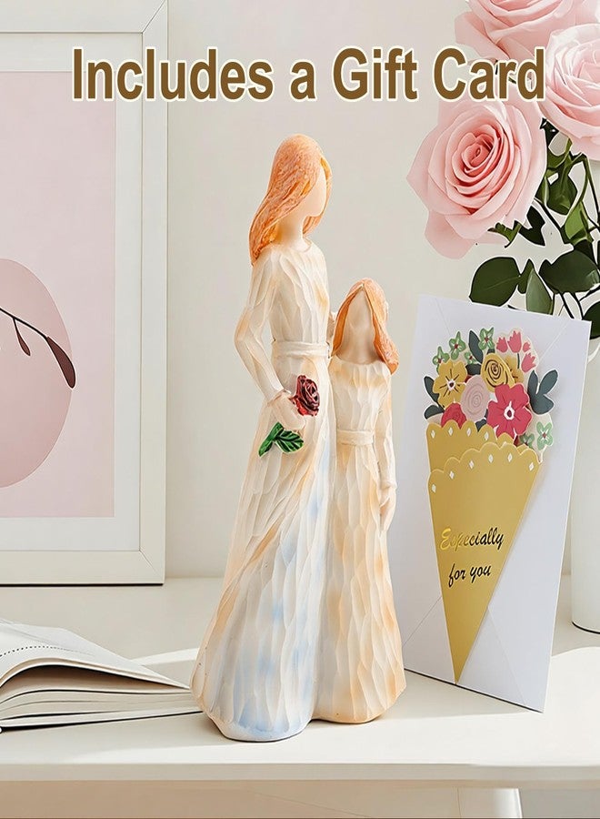 DearKeeps Mom Gifts from Daughter, Mother Daughter Figurine, Hand-Painted Resin Sculpture, Meaningful Birthday Mothers Day Valentines Day Gift, Home Decor Keepsake (Mother Daughter Rose Figurine) - Image 3