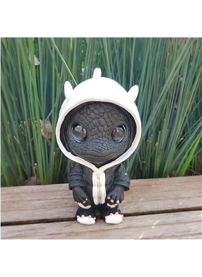 Cool Dragon Figurine Statue - Unique Resin Dinosaur Sculptures for Home & Office Décor, Garden Ornaments - Adorable Baby Dragon Figurines & Desk Accessories (White)  - Image 2