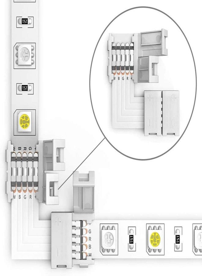protium L Shape RGBW LED Strip Light with 5 Pin Connector for 12 mm Wide 5050 and 3528 LED, 5 Pieces Pack - Image 3