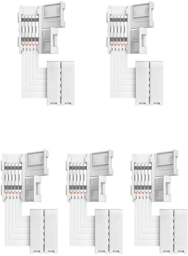 protium L Shape RGBW LED Strip Light with 5 Pin Connector for 12 mm Wide 5050 and 3528 LED, 5 Pieces Pack - Image 1