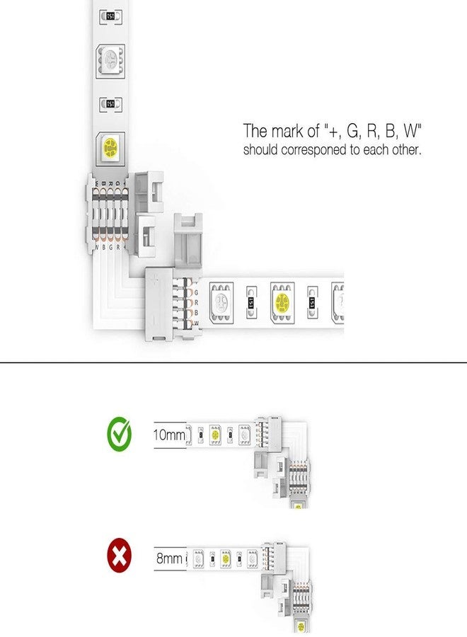 protium L Shape RGBW LED Strip Light with 5 Pin Connector for 12 mm Wide 5050 and 3528 LED, 5 Pieces Pack - Image 4