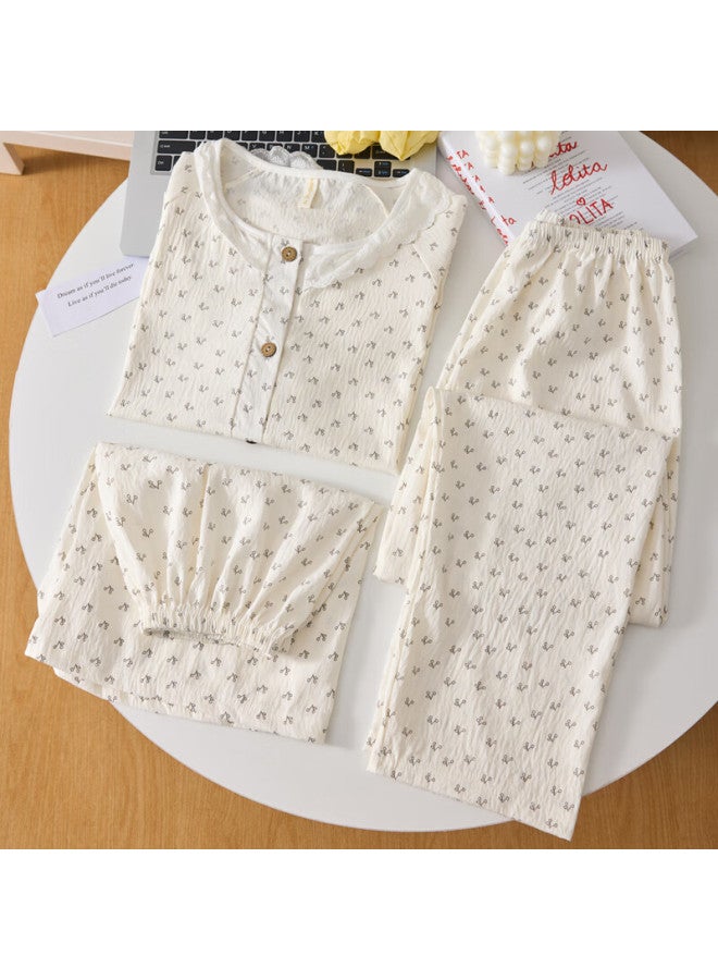 Yuzhaolin Women's Short Sleeve Pajamas Doll Collar Three-piece Set Loose Plus Size Home Wear - Image 5