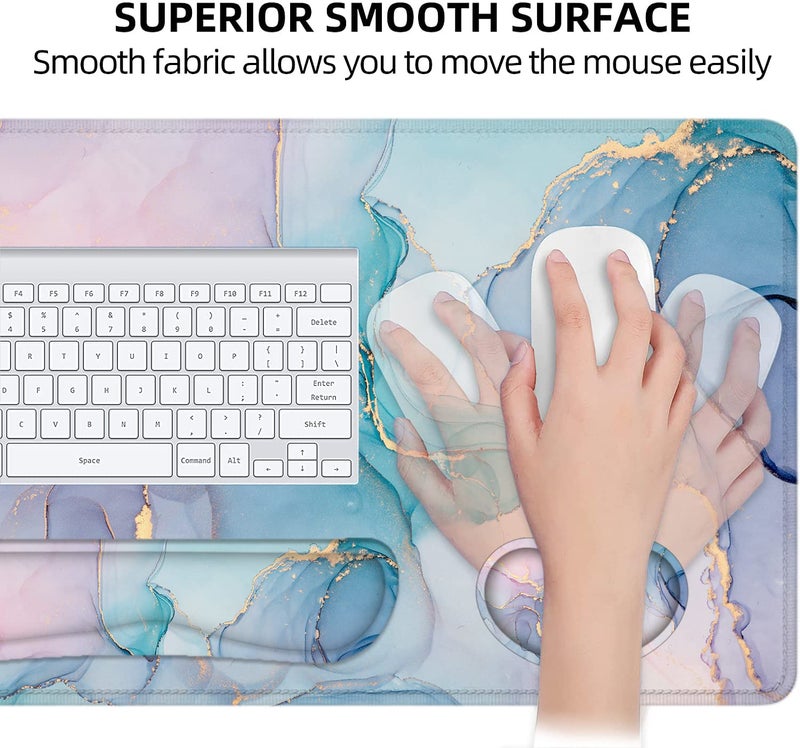 LATEEFAH Desk Mat, Mouse Pad with Wrist Rest, 4-in-1 Large Mouse Pads for Desk, Ergonomic Mouse Pad and Keyboard Wrist Rest Gaming Keyboard Mat for Office, Home - Image 4