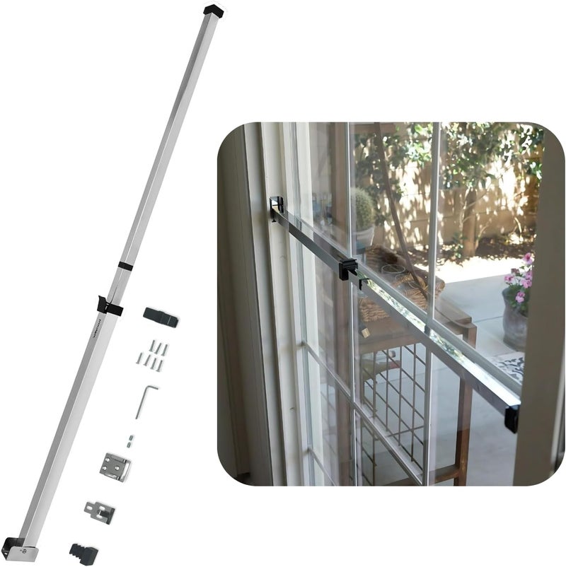 Security Man Sliding Door Security Bar-Child Proof Sliding Door Lock Bar with Anti Lift Lock - Fits Most Doors & Windows - Adjustable Patio Door Security Bar (18.75"- 51.1") Chrome - Image 1