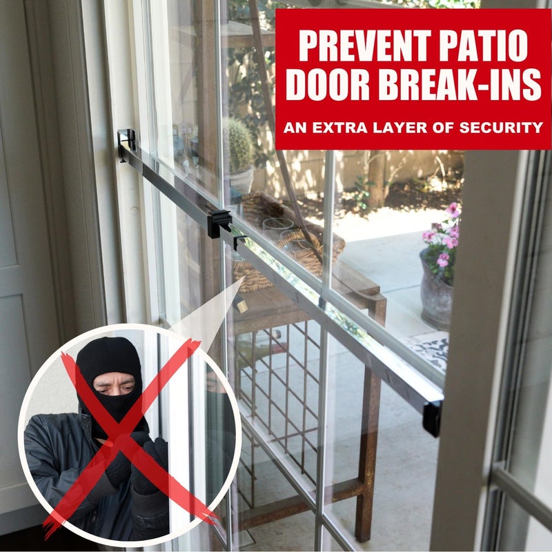 Security Man Sliding Door Security Bar-Child Proof Sliding Door Lock Bar with Anti Lift Lock - Fits Most Doors & Windows - Adjustable Patio Door Security Bar (18.75"- 51.1") Chrome - Image 2