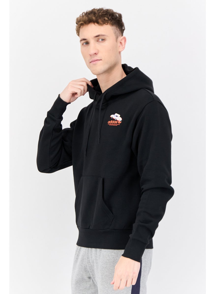 adidas Originals Men Sportswear Fit Long Sleeve Outdoor Hooded Sweatshirt, Black  - Image 4