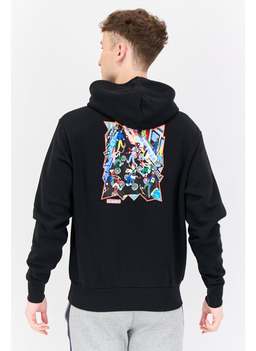 adidas Originals Men Sportswear Fit Long Sleeve Outdoor Hooded Sweatshirt, Black  - Image 3