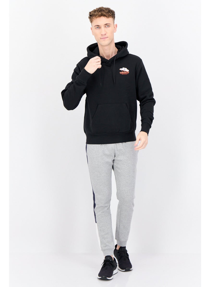 adidas Originals Men Sportswear Fit Long Sleeve Outdoor Hooded Sweatshirt, Black  - Image 2