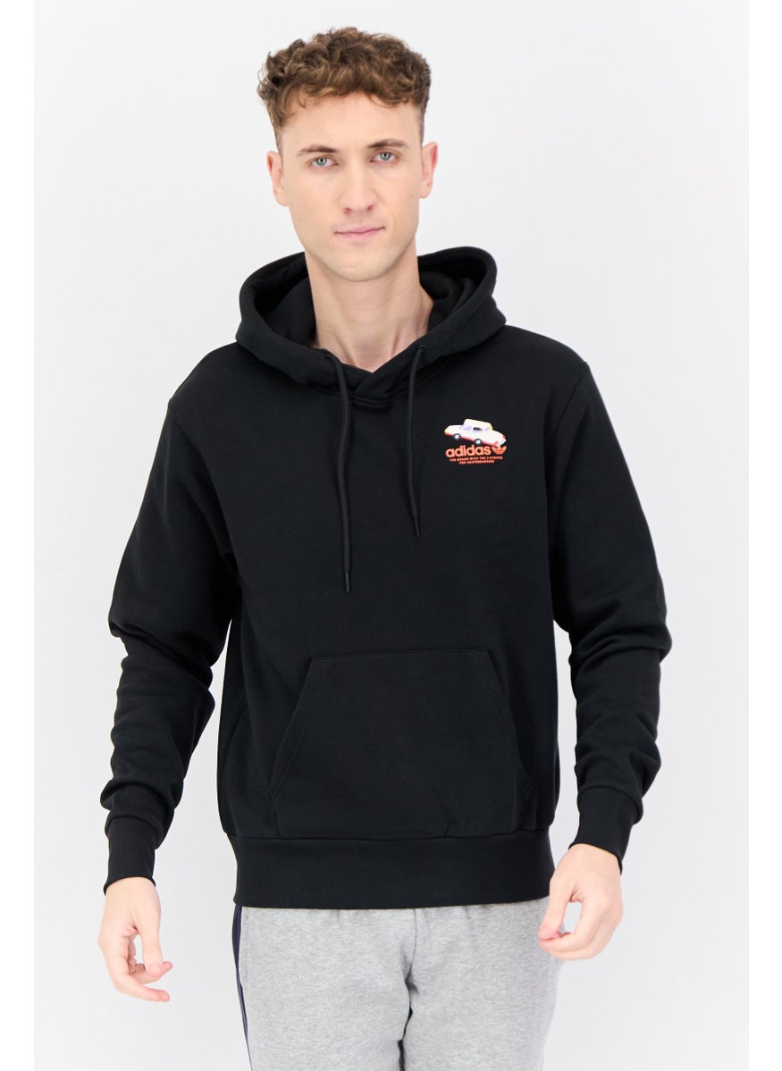 adidas Originals Men Sportswear Fit Long Sleeve Outdoor Hooded Sweatshirt, Black  - Image 1
