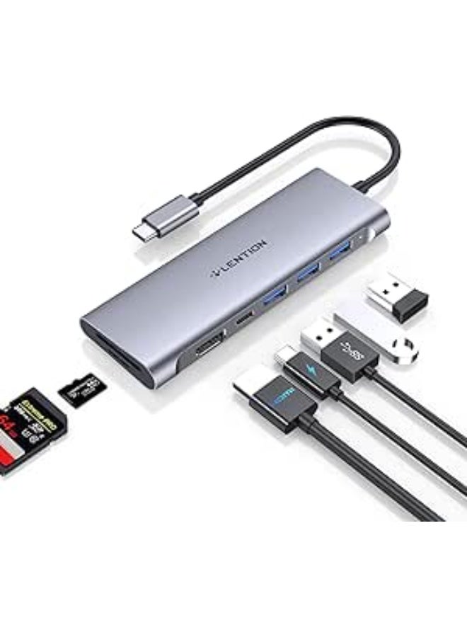 LENTION USB C Hub Multiport with 4K HDMI, 3 USB 3.0, SD/Micro SD Card Reader, 100W PD Compatible 2025-2016 MacBook Pro, New Mac Air, Other Type C Devices, Stable Driver Adapter (CB-C36B, Space Gray) - Image 1