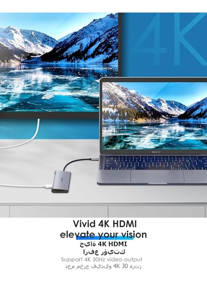 LENTION USB C Hub Multiport with 4K HDMI, 3 USB 3.0, SD/Micro SD Card Reader, 100W PD Compatible 2025-2016 MacBook Pro, New Mac Air, Other Type C Devices, Stable Driver Adapter (CB-C36B, Space Gray) - Image 3