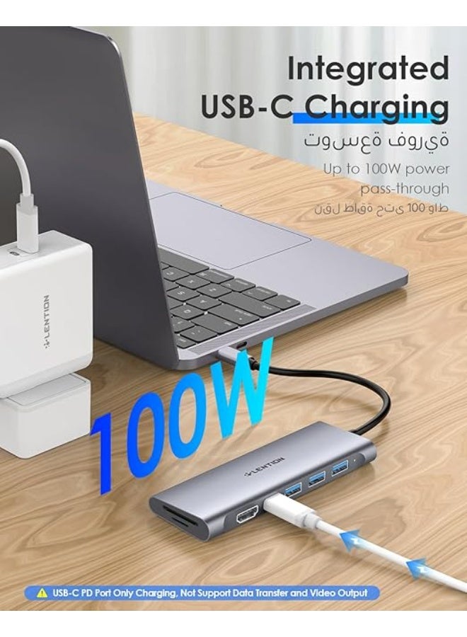 LENTION USB C Hub Multiport with 4K HDMI, 3 USB 3.0, SD/Micro SD Card Reader, 100W PD Compatible 2025-2016 MacBook Pro, New Mac Air, Other Type C Devices, Stable Driver Adapter (CB-C36B, Space Gray) - Image 2