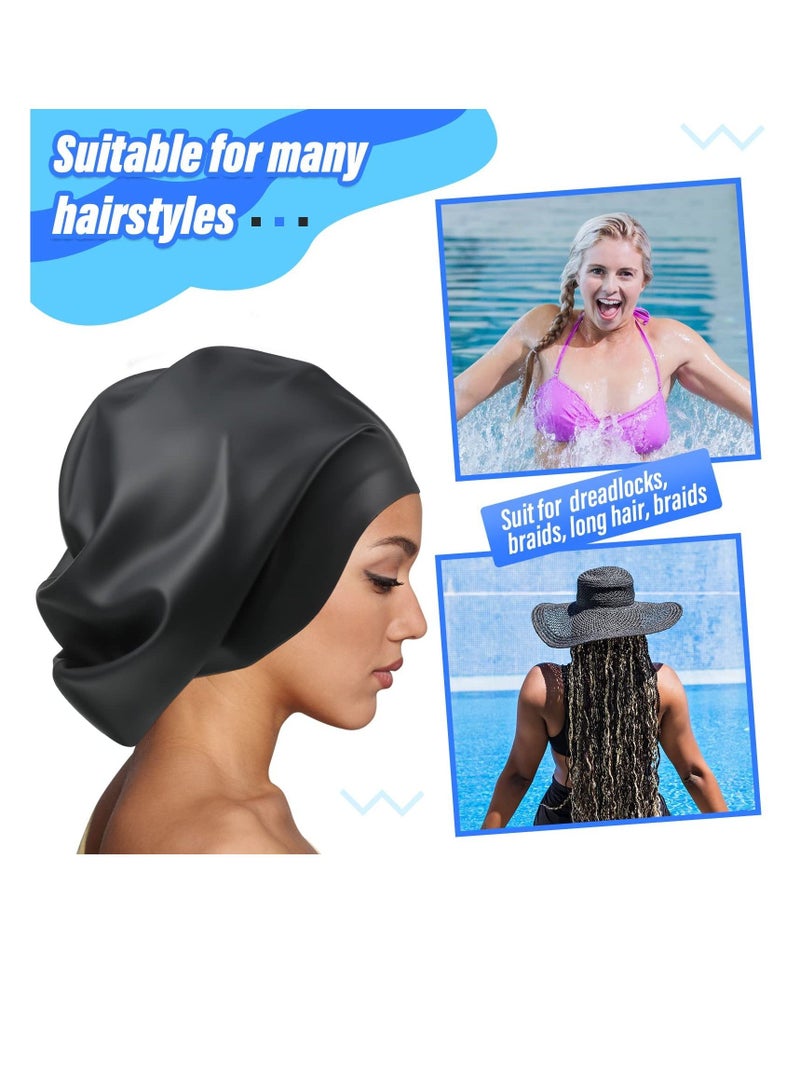 Y&D Silicone Swim Cap For Women Men Extra Large Special Design Swimming Cap Waterproof Bathing Cap Swim Hat For Very Long Hair Braids Thick Curly Hair Keep Your Hair Dry - Image 4