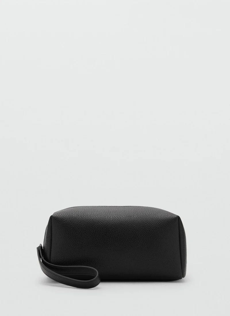 Mango Man Contrast-Strap Pebbled Cosmetic Bag