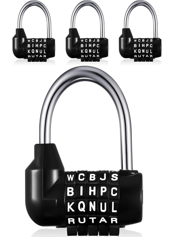 Shimeyao 4 Pcs Gym Locker Lock 5 Digit Combination Lock Your Own Word 5 Letter Lock for Gym Sports Locker, Safety Padlock for Sports Locker, Toolbox, Hasp Cabinet Storage, Black - Image 1