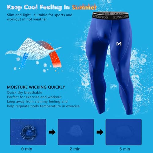 MEETYOO Men's Standard Compression Pants, Cool Dry Sports Workout Running Tights Leggings, 3pcs-d - Image 3