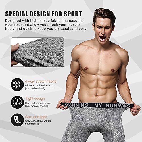MEETYOO Men's Standard Compression Pants, Cool Dry Sports Workout Running Tights Leggings, 3pcs-d - Image 2