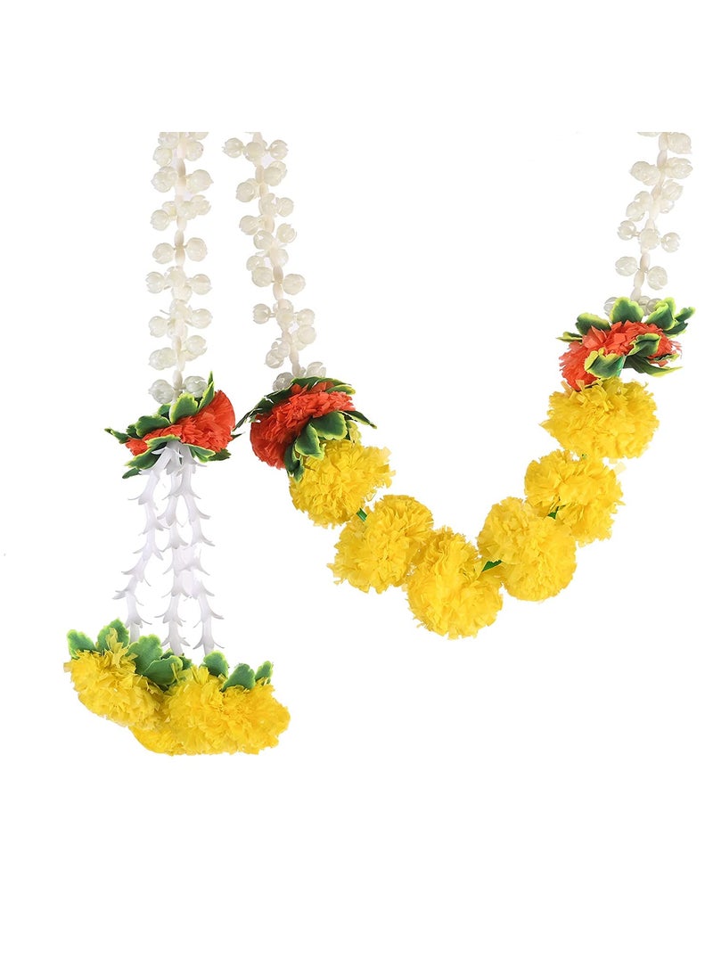 SAUDEEP INDIA Saudeep India Traditional Marigold Fluffy Flowers Garlands Toran for Door Hanging Home Decoration for Main Door Ideal for Traditional Inauguration Parties Festivals DiwaliModel 0507  - Image 2