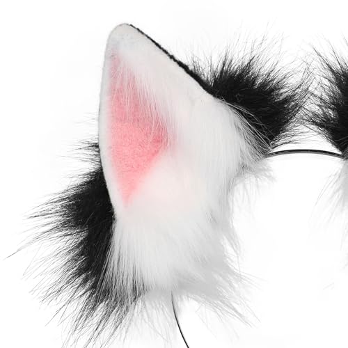 HAOAN Handmade Faux Fur Fox Wolf Ears Headband Halloween Christmas Cosplay Party Costume Accessories - Image 5