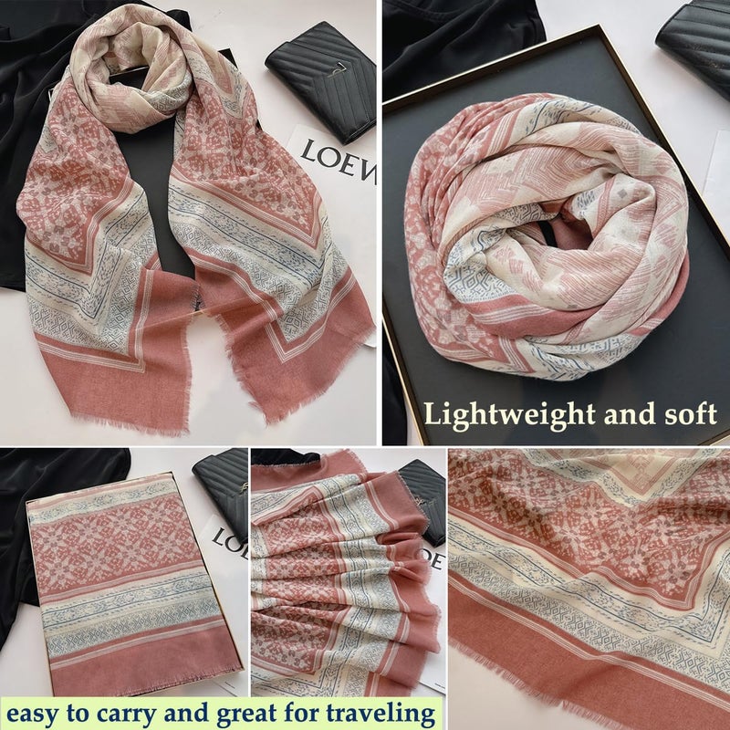K-Elewon Large Square Scarf 51" Cotton and Linen Scarf Fashion Scarves Hair Wrapping Scarfs Neck Scarves for Women (H2306) - Image 4