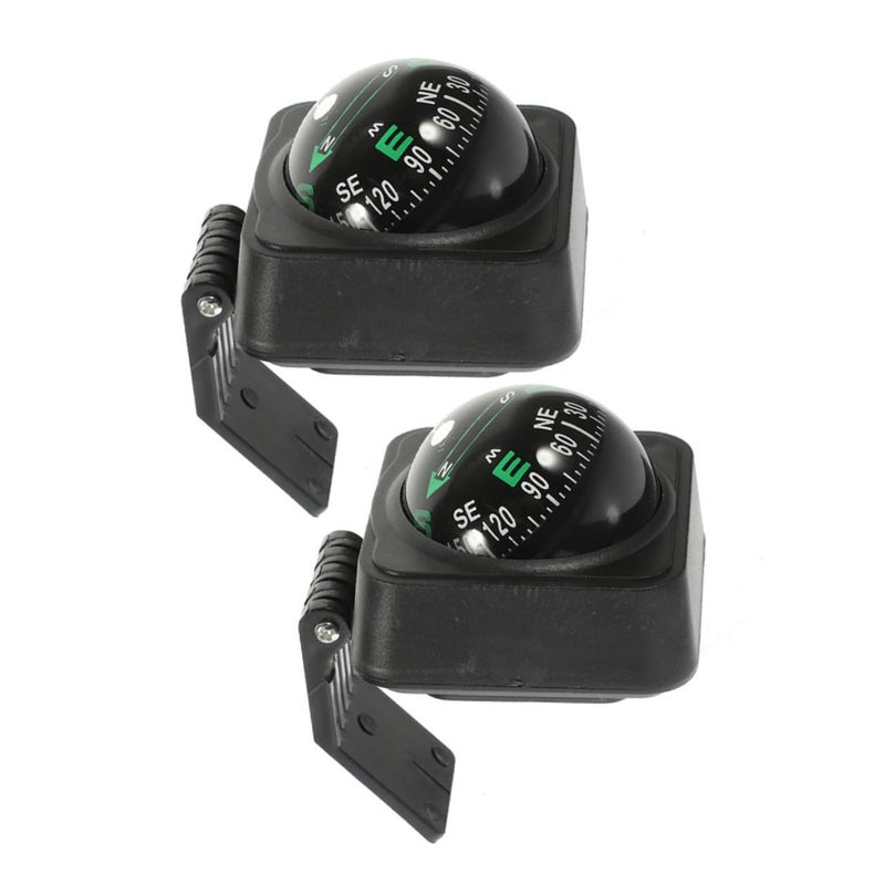 2 Pcs Adjustable Car Dashboard Compass Ball Vehicle Marine Interior Direction Indicator Black For Truck Boat Outdoor Use - Image 2