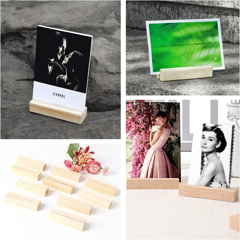 Snoogg SNOOGG 10 inch 4 pc Pack pine Wood Place Card Holders Wood Table Number Stands Picture Holder Acrylic Sign Holders for Wedding Dinner Home Party Events Decoration  - Image 5