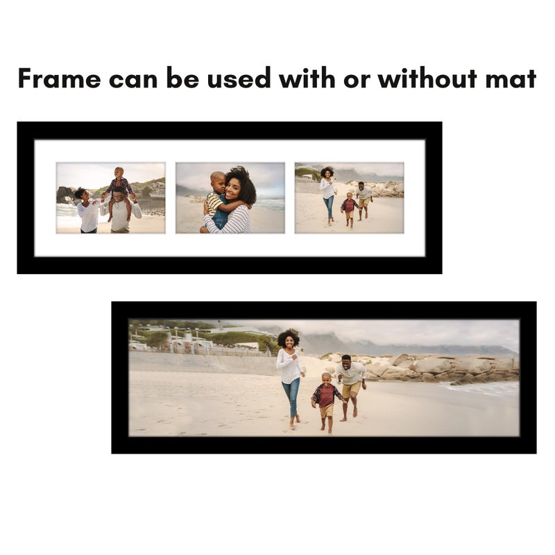 Americanflat 4x6 Collage Picture Frame with Shatter-Resistant Glass - Fits Three 4x6 Photos or Use as One 6x20 Frame - Signature Collection - Collage Frames for Tabletop and Wall Display - Black - Image 4
