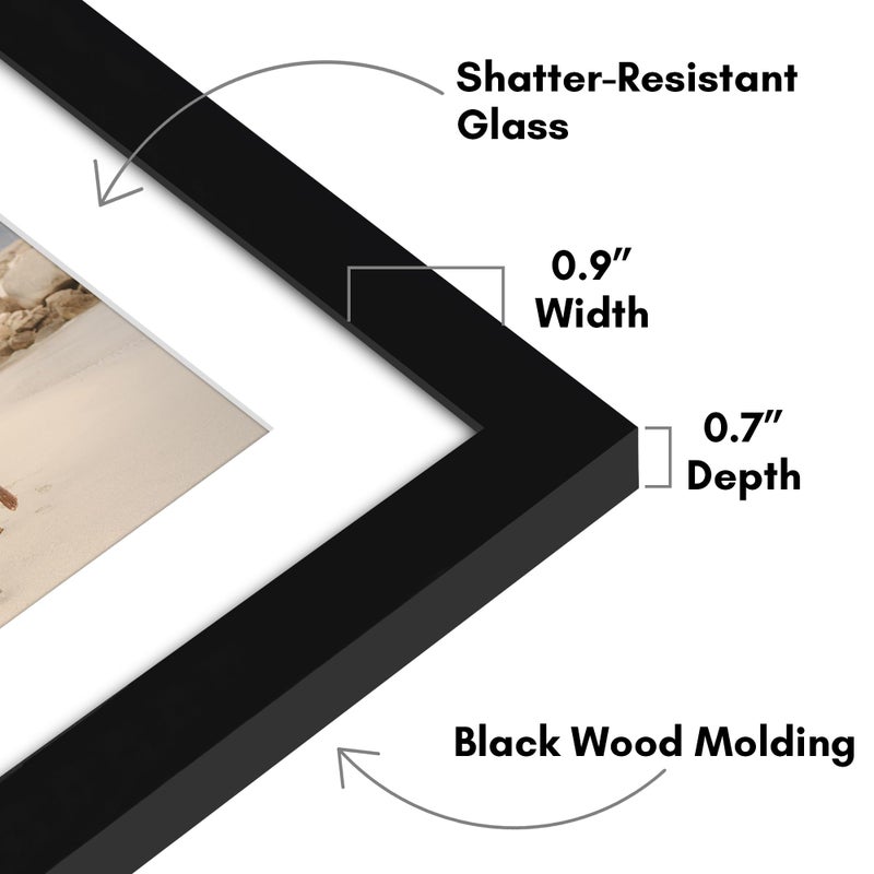 Americanflat 4x6 Collage Picture Frame with Shatter-Resistant Glass - Fits Three 4x6 Photos or Use as One 6x20 Frame - Signature Collection - Collage Frames for Tabletop and Wall Display - Black - Image 3