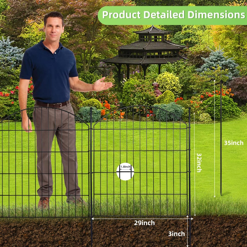 Thrivinest Decorative Garden Fence 32in (H) x24ft (L), 10 Pack No Dig Fence Animal Barrier for Dog, Arched Flower Bed Edging, Wire Border Panel Fencing for Yard Patio Outdoor Decor - Image 2