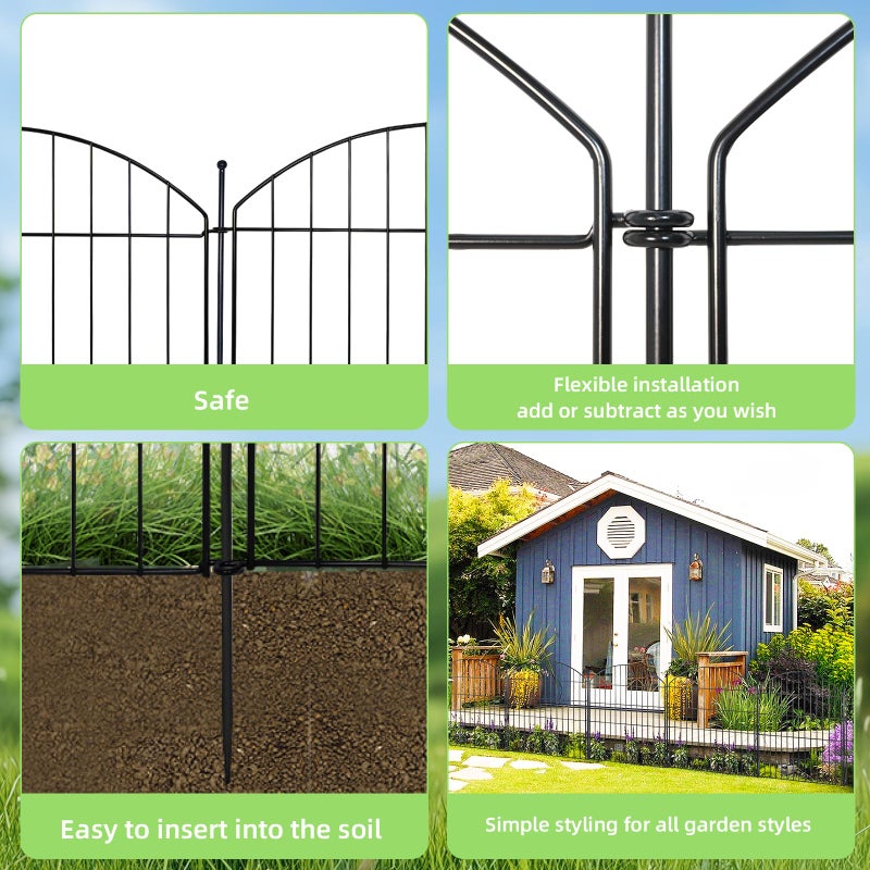 Thrivinest Decorative Garden Fence 32in (H) x24ft (L), 10 Pack No Dig Fence Animal Barrier for Dog, Arched Flower Bed Edging, Wire Border Panel Fencing for Yard Patio Outdoor Decor - Image 4