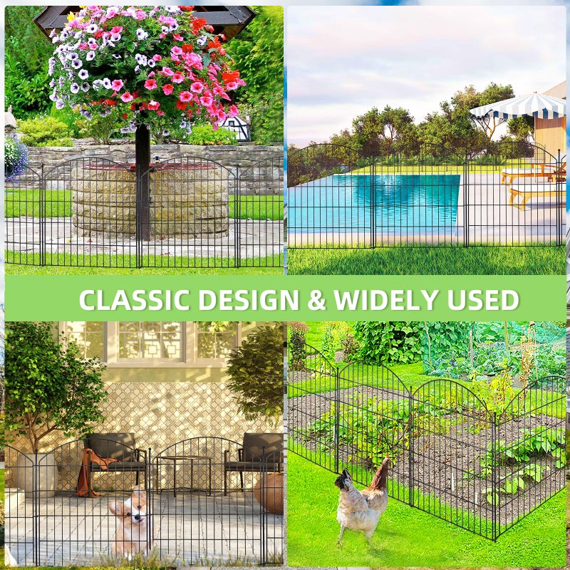 Thrivinest Decorative Garden Fence 32in (H) x24ft (L), 10 Pack No Dig Fence Animal Barrier for Dog, Arched Flower Bed Edging, Wire Border Panel Fencing for Yard Patio Outdoor Decor - Image 5