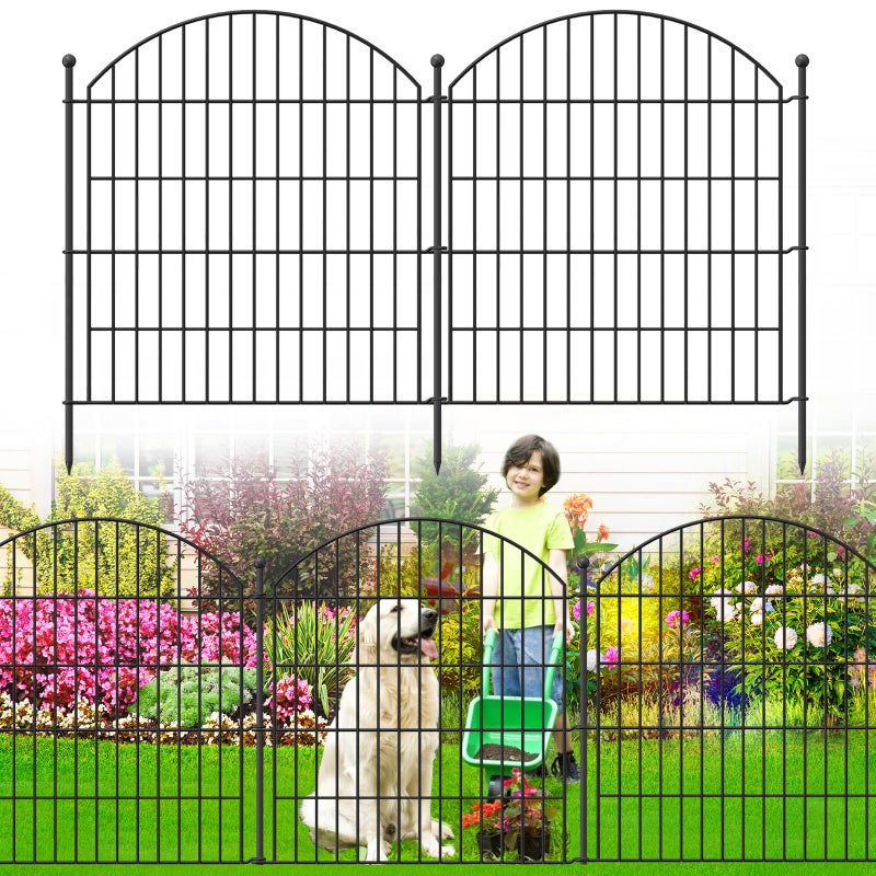 Thrivinest Decorative Garden Fence 32in (H) x24ft (L), 10 Pack No Dig Fence Animal Barrier for Dog, Arched Flower Bed Edging, Wire Border Panel Fencing for Yard Patio Outdoor Decor - Image 1