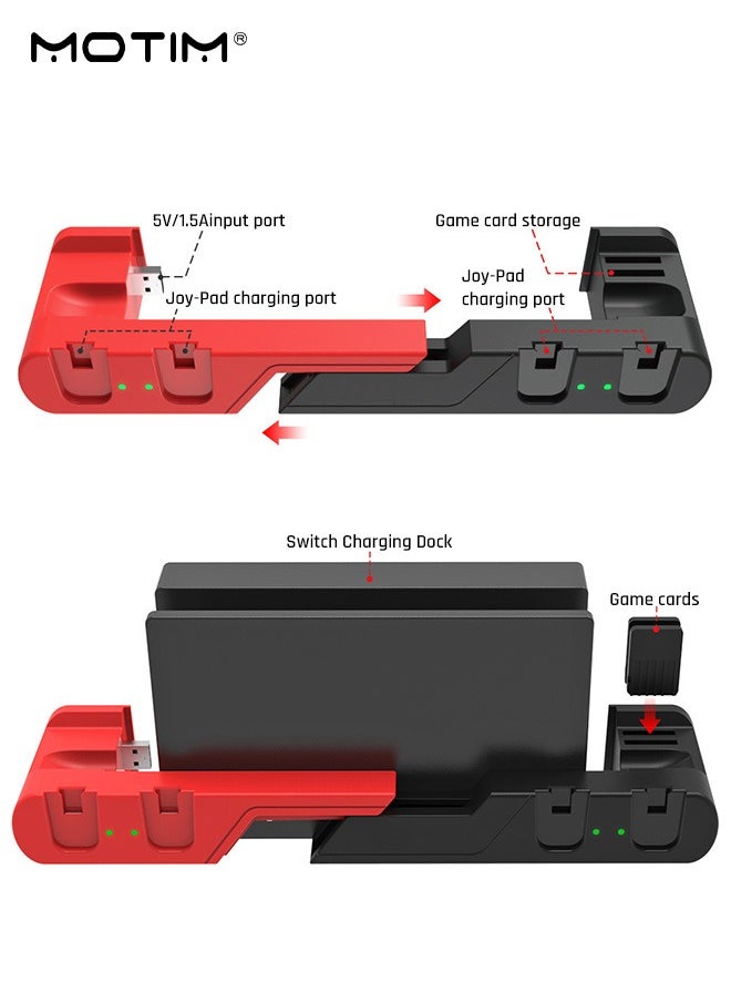 قاعدة شحن متوافقة مع نينتندو سويتش ومفتاح التبديل طراز OLED جوي كون (Nintendo Switch & Switch OLED)، قاعدة شحن وحدة تحكم التبديل جوي كون تشحن حتى 4 قطع، مخزن ومنظم لبطاقة الألعاب - pzsku/Z0904BD6B1AF50834D70BZ/45/_/1699608081/51f6fc45-ac60-4421-b5d7-13b805bd6fa1