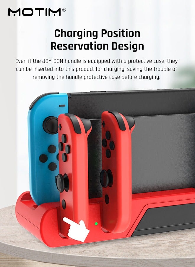 Motim Charging Dock Compatible with Nintendo Switch & Switch OLED Model Joy Con, Switch Dock Charger Station for Joy Con Charges up to 4pcs, Switch Storage and Organizer for Game Card - Image 3