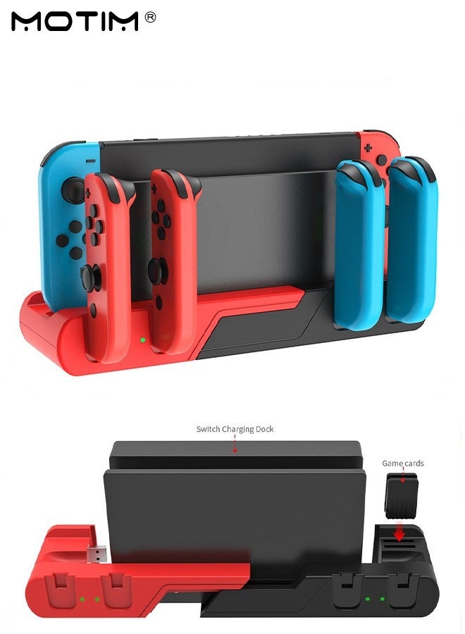 Motim Charging Dock Compatible with Nintendo Switch & Switch OLED Model Joy Con, Switch Dock Charger Station for Joy Con Charges up to 4pcs, Switch Storage and Organizer for Game Card - Image 1