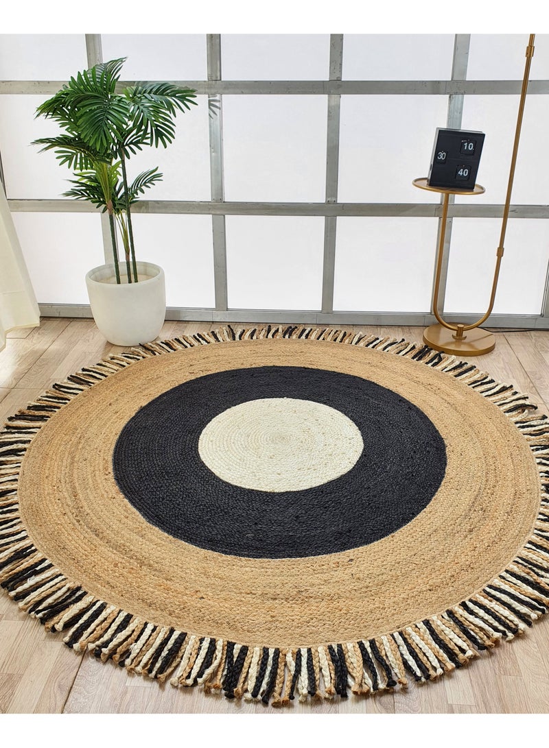 Ramsha Jute rug handmade are 150 cm round carpet for bedroom br-001 - Image 2