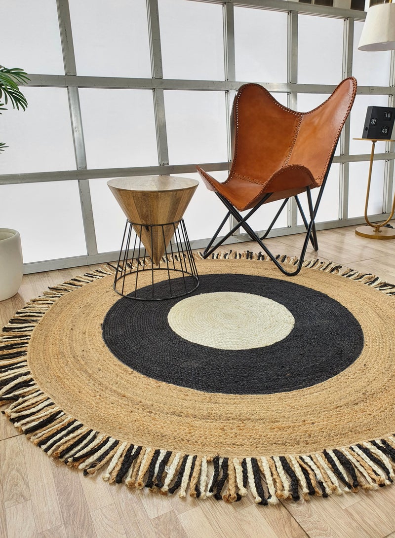 Ramsha Jute rug handmade are 150 cm round carpet for bedroom br-001 - Image 3