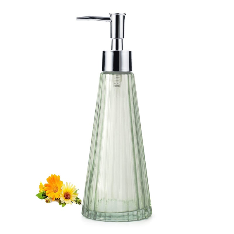 IVAILEX 10oz300ml Hand Soap Dispenser Bathroom Kitchen Soap Dispenser Glass Soap Dispenser with Silver Rust Proof Pump Liquid Soap Dispenser with Elegant and Beautiful Colorgreen