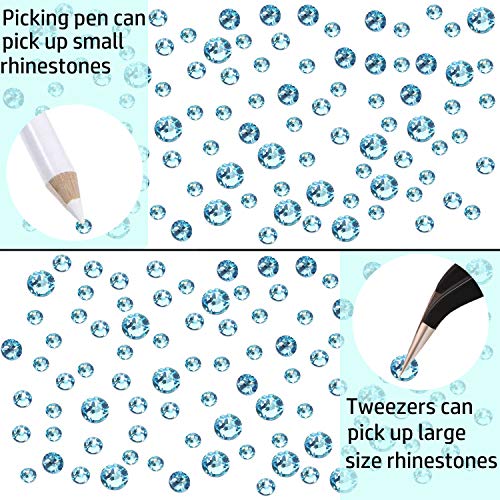 LPBeads 3456 Pieces 6 Sizes Aquamarine Flat Back Round Crystal Rhinestones for Crafts Nails Art Face Makeup Clothes DIY with Pick Up Tweezers and Picking Pen - Image 4