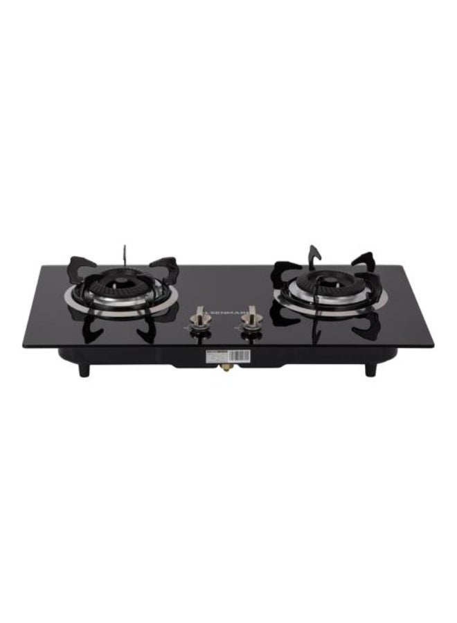 Olsenmark 2 Burner Gas Hob OMCH7078 – 7mm Tempered Glass Top, Auto Ignition, Cast Iron Pan Support, Low Gas Consumption, LPG/NG Compatible, Black 2 OMCH7078 black - Image 1