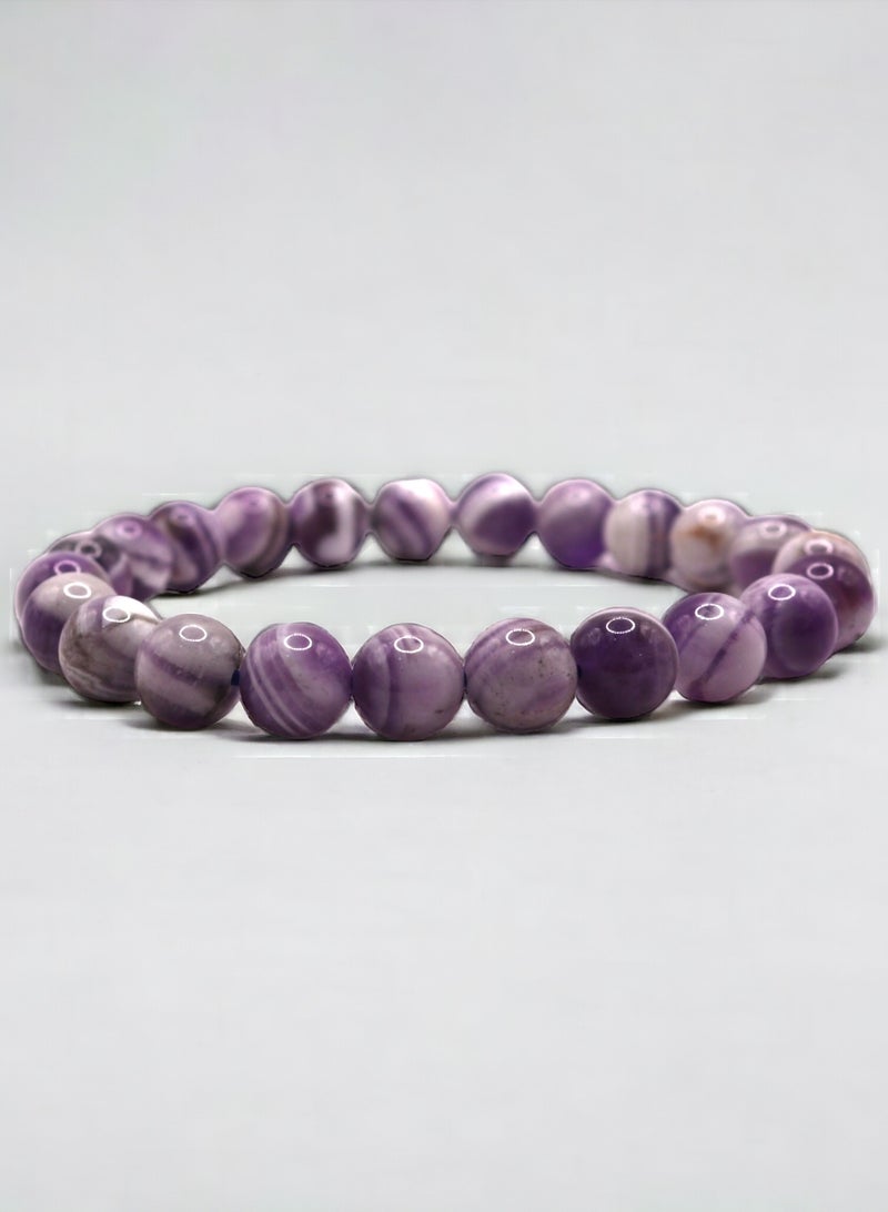 HADIGEMS 8mm High Quality Chevron Amethyst Strech Bracelet - Image 2