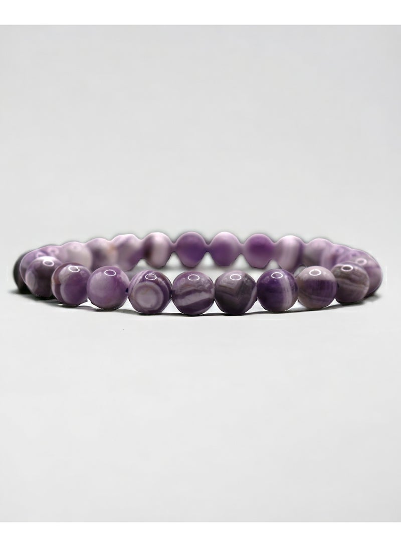 HADIGEMS 8mm High Quality Chevron Amethyst Strech Bracelet - Image 3